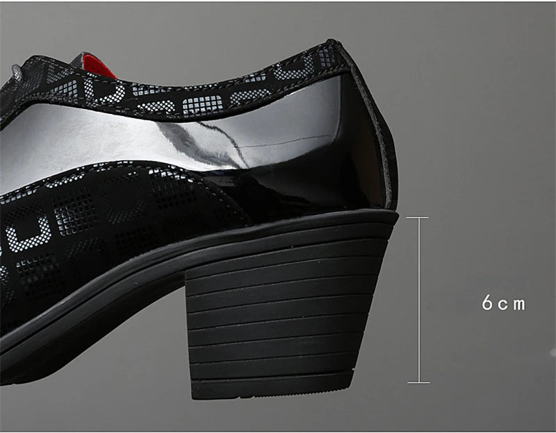 Men Formal Shoes High Heels Business Dress Shoes Male Oxfords Pointed Toe Formal Shoe for Man Luxury Wedding Party Leather Shoe - Ellianto fashion Men's