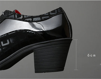 Men Formal Shoes High Heels Business Dress Shoes Male Oxfords Pointed Toe Formal Shoe for Man Luxury Wedding Party Leather Shoe - Ellianto fashion Men's