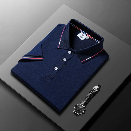 2025 New fashion high quality classic men's short sleeve polo summer casual polo collar S-3XL simple solid color breathable comf - Ellianto fashion Men's