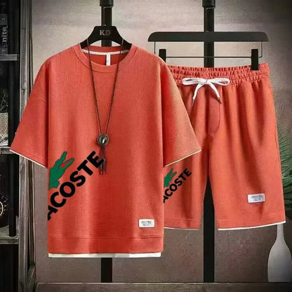 2025 sets of 2 pieces, waffle prints, men's shorts, summer sportswear, men's fashion, comfort and fashion, sportswear sets - Ellianto fashion Men's