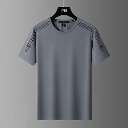 Summer Printed Ice Silk Men's T-shirt Sport Casual Running Fitness Breathable Short Sleeve Large Size Quick Dry Top - Ellianto fashion Men's