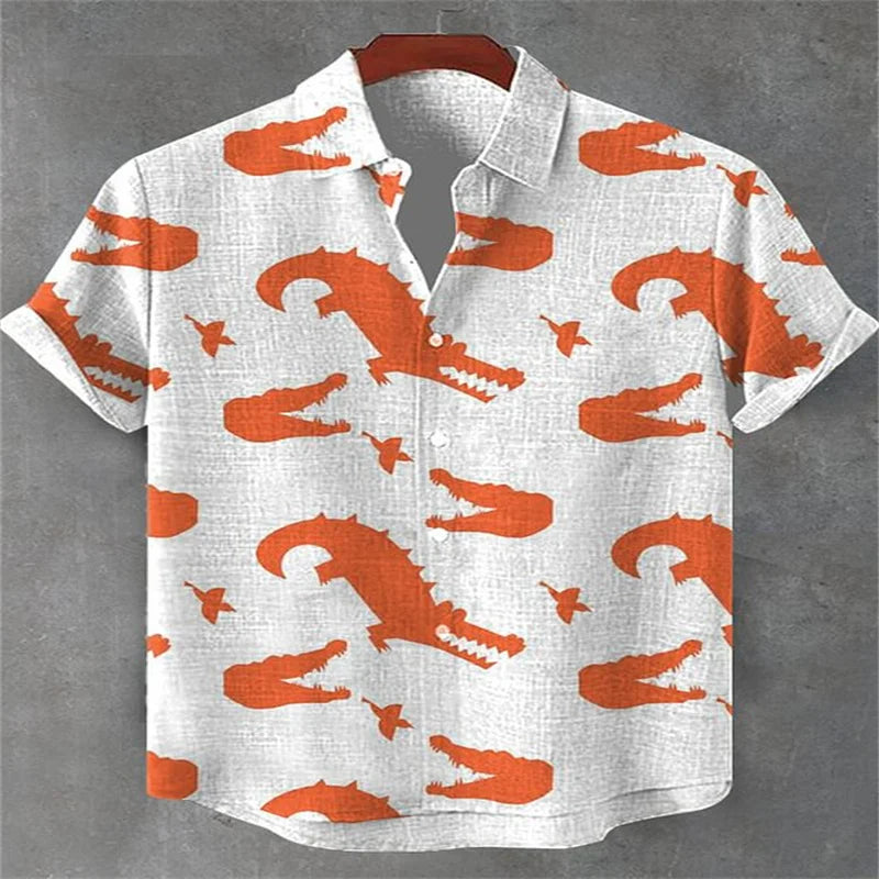 Men's trendy imitation linen crocodile shirt, high-quality and fashionable casual shirt - Ellianto fashion Men's