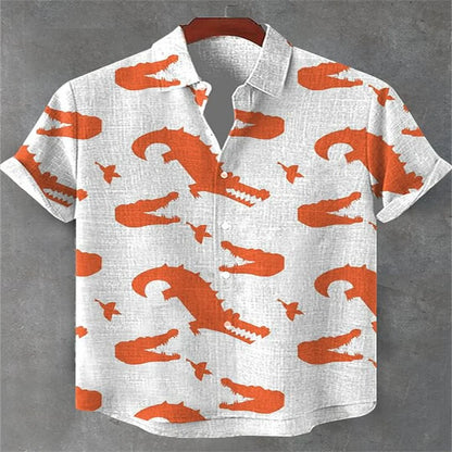 Men's trendy imitation linen crocodile shirt, high-quality and fashionable casual shirt - Ellianto fashion Men's