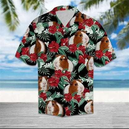 Summer Hawaiian Hamster 3D Print Shirt – Lightweight, Cozy Comfort and Effortless Beach Style for the Modern Gentleman
