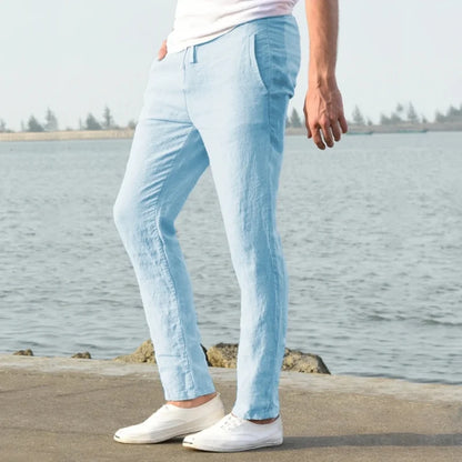 Men's Cotton Linen Pants Joggers Sweatpants Streetwear Breathable Solid Color Linen Trousers Vacation Summer Loose Pants S-5XL - Ellianto fashion Men's