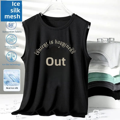 Ice Silk Men's Sports Set Quick Dry Basketball Uniform Summer Vest Shorts Gym Running One Piece Thin Male Fitness Outfit - Ellianto fashion Men's
