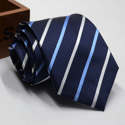 Classic Stripe Necktie Men Business Formal Wedding Tie 8cm Blue Black Pink Red Neck Ties Fashion Shirt Dress Accessories - Ellianto fashion Men's