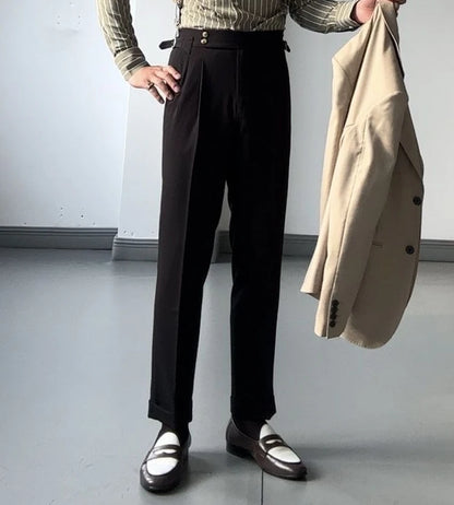 High Waist Slim Fit Business Man Suits Pants Summer 2025 Cheap Elegant Fashion Homme Up Straight Suit Trousers for Men - Ellianto fashion Men's