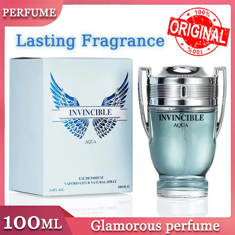 Perfumes 100ML 3.4FL.OZ INVINCIBLE AQUA Men's Perfume EDP, Woody Aquatic Notes, Fresh Ocean Fragrance Spray Gift for Men - Ellianto fashion Men's