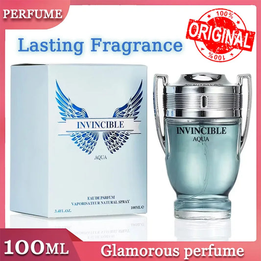 Perfumes 100ML 3.4FL.OZ INVINCIBLE AQUA Men's Perfume EDP, Woody Aquatic Notes, Fresh Ocean Fragrance Spray Gift for Men - Ellianto fashion Men's