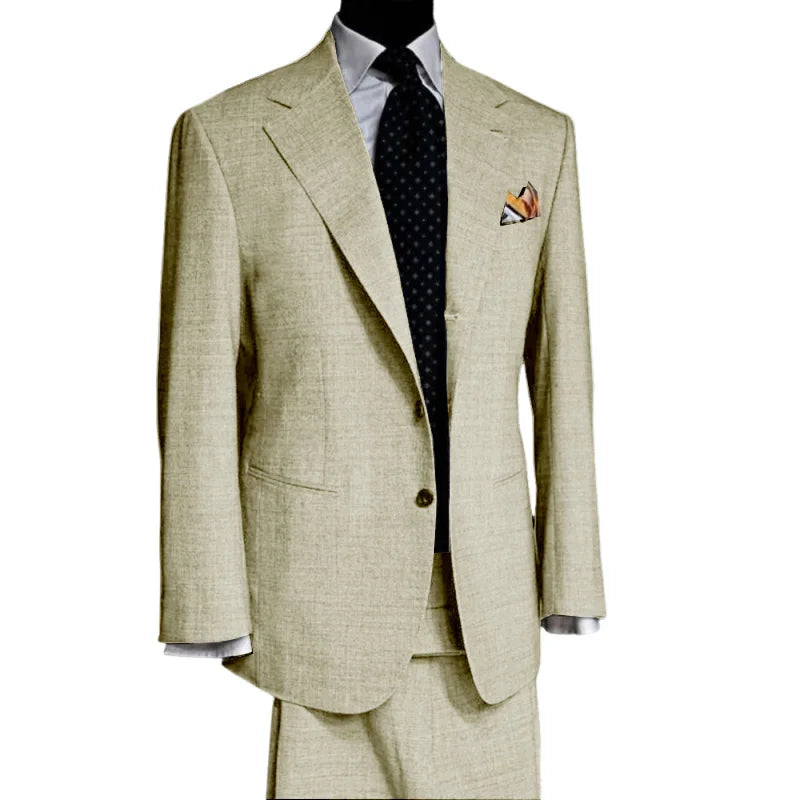 British Style light colour Men Suit 2 Piece Jacket Pants Summer Linen Comfortable Suit Jacket Banquet Wedding Dress Tailor made - Ellianto fashion Men's
