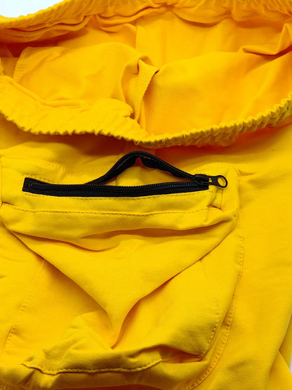 Mens Summer Cargo Shorts Cotton Workout Fitness Shorts Breathable Jogger Training Gyms Bodybuilding Multi Pocket Yellow Shorts - Ellianto fashion Men's