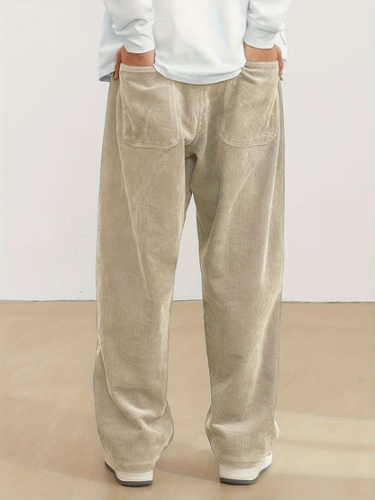 Corduroy pants men clothing Sweatpants Loose-Fit Casual Pants man baggy hosen Regular Length Trousers men cargo pants women - Ellianto fashion Men's