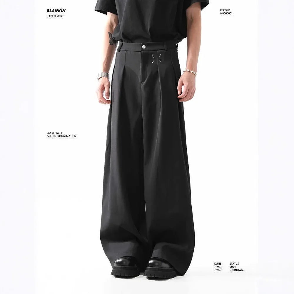 Black Casual Men's Suit Pants Draping Loose Versatile Spring Autumn Seasonal Professional Long Trousers for Male - Ellianto fashion Men's