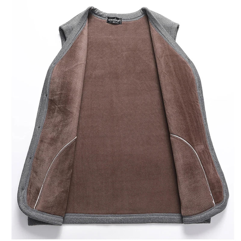 DIMUSI Winter Men's Vests Casual Man Fleece Warm Sleeveless Jackets Fashion V-Neck Outwear Thermal Fishing Waistcoats Clothing - Ellianto fashion Men's