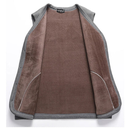 DIMUSI Winter Men's Vests Casual Man Fleece Warm Sleeveless Jackets Fashion V-Neck Outwear Thermal Fishing Waistcoats Clothing - Ellianto fashion Men's