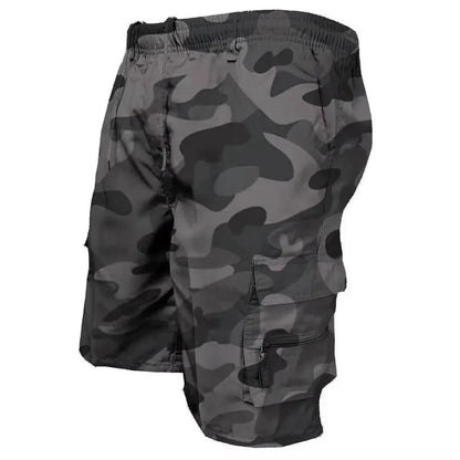 Men's Tactical Shorts Summer Casual Cargo Shorts Knee-length Multi-pockets Elastic Waist Work Hiking Overalls Short Pants Male - Ellianto fashion Men's