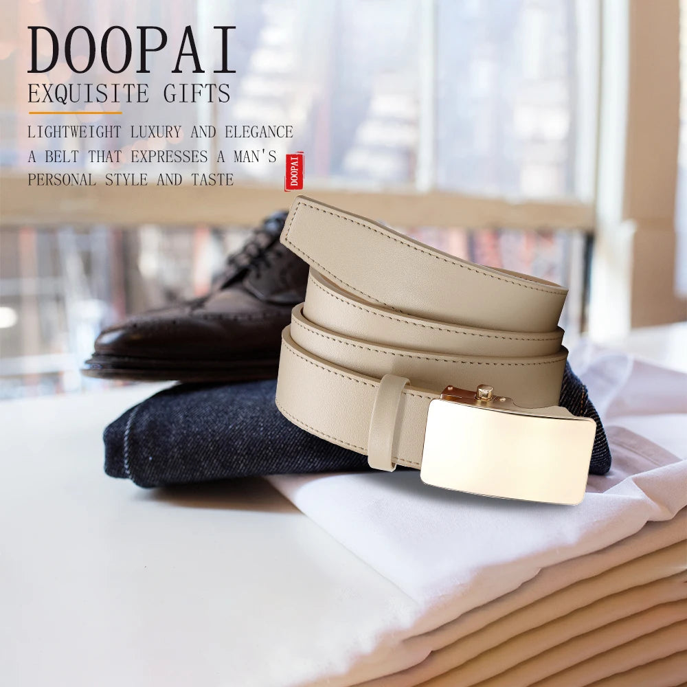 Men's Premium Leather Smooth Ratchet Business Belt Men's Dress and Casual Daily Adjustable Buckle, Tailor-made - Ellianto fashion Men's