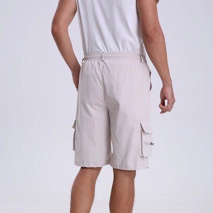 Men's Tactical Shorts Summer Casual Cargo Shorts Knee-length Multi-pockets Elastic Waist Work Hiking Overalls Short Pants Male - Ellianto fashion Men's