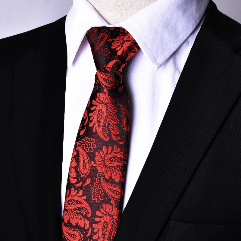 NEW Paisley Zipper Ties for Men 7CM Skinny Neck Tie Solid Striped Neckties Men's Automatic Zipper Tie Blue Lazy Ties - Ellianto fashion Men's