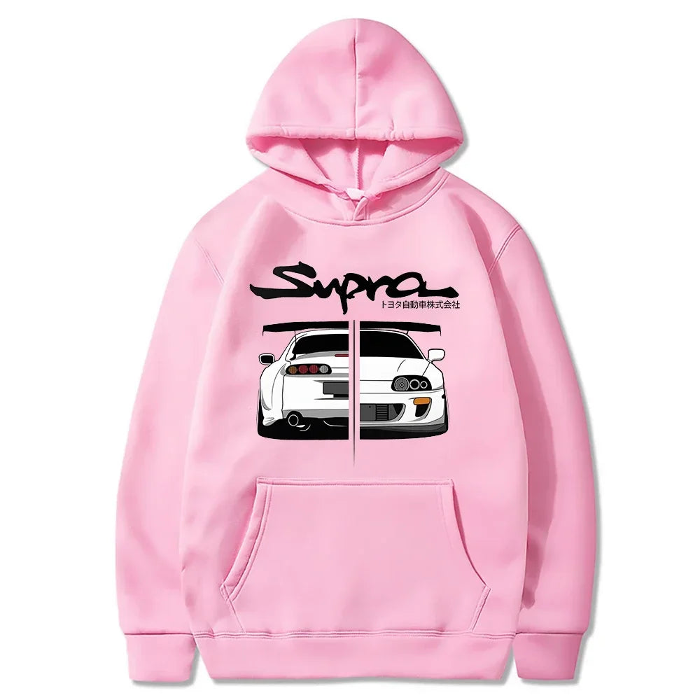 Initial D Supra Hoodie – Lightweight Japanese-Style Manga Print Sweatshirt with Loose Fit and Long Sleeves for Spring-Autumn Comfort