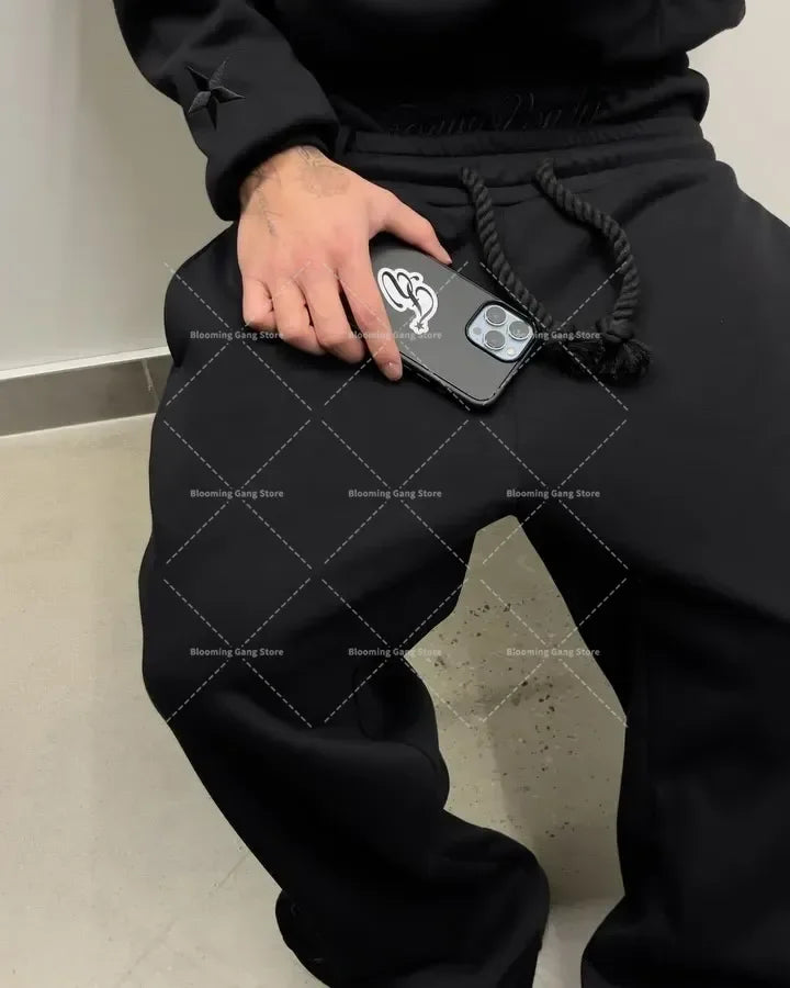 Embroidered Trousers Personality Men Clothing American Street Sweatpants Couple Clothing Matching Trendy Cool Women Pants - Ellianto fashion Men's