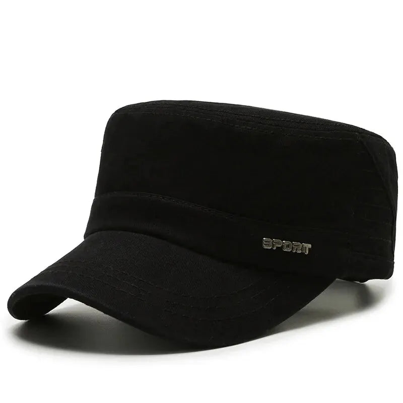 Hat Men's Flat Military Hat Is Simple And Versatile, Middle-Aged Hat Spring And Autumn Duck Tongue Casual Fashion New Style - Ellianto fashion Men's