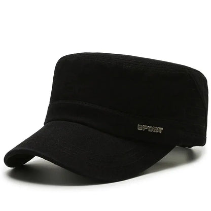 Hat Men's Flat Military Hat Is Simple And Versatile, Middle-Aged Hat Spring And Autumn Duck Tongue Casual Fashion New Style - Ellianto fashion Men's