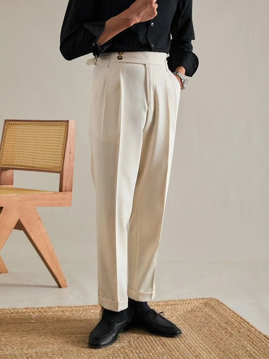 High Waist Slim Fit Business Man Suits Pants Summer 2025 Cheap Elegant Fashion Homme Up Straight Suit Trousers for Men - Ellianto fashion Men's
