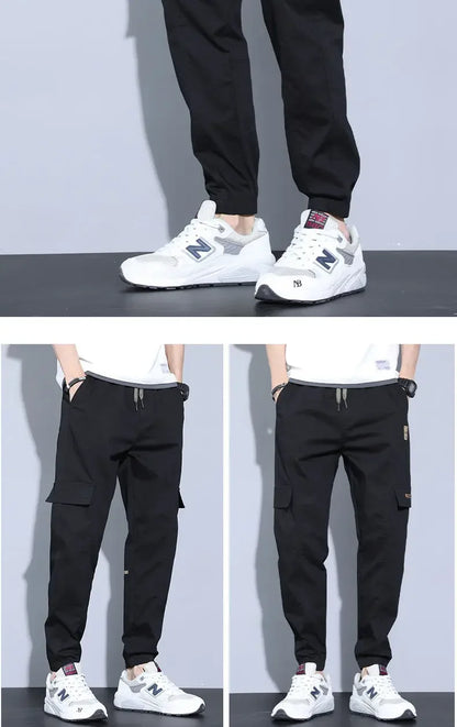 Summer Thin Men's Harajuku Cargo Pants Loose-Fit Sports Trendy Versatile Ankle-Length Casual Trousers - Ellianto fashion Men's