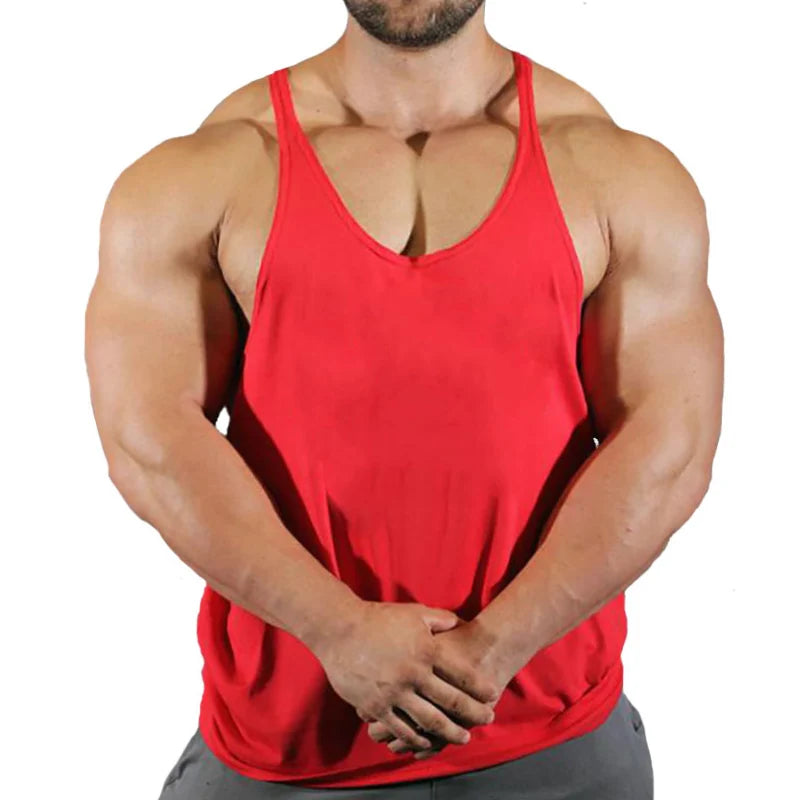 Men's Basic Solid Color Cotton Tank Tops Sleeveless Y-Back Vest Gym Muscle Training Athletic Workout Undershirt Activewear - Ellianto fashion Men's