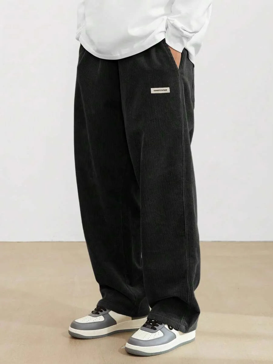 Corduroy pants men clothing Sweatpants Loose-Fit Casual Pants man baggy hosen Regular Length Trousers men cargo pants women - Ellianto fashion Men's