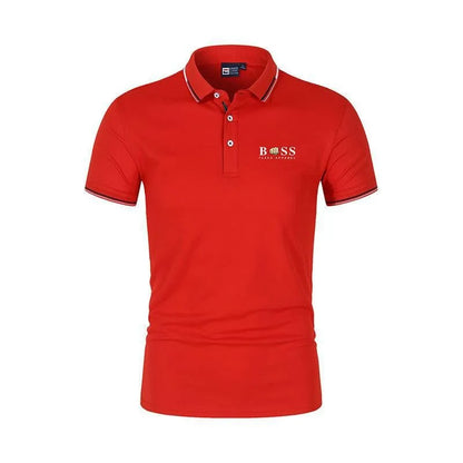2025 New Fashion BSS FLEXX APPAREL Brand Polo Shirt Men's Summer Standing Neck Slim Fit Solid Color Breathable Casual Men's Polo - Ellianto fashion Men's