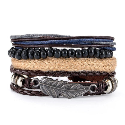 06 2025 Leather Braided Bracelet For Men - Ellianto fashion Men's