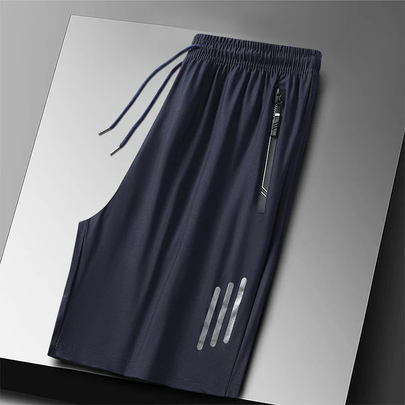 Plus Size Sport Shorts 8XL Track Shorts Running Shorts Breathable Ice Silk Man Quick Dry Outdoor Drawstring with Zipper Pocket - Ellianto fashion Men's