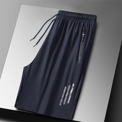 Plus Size Sport Shorts 8XL Track Shorts Running Shorts Breathable Ice Silk Man Quick Dry Outdoor Drawstring with Zipper Pocket - Ellianto fashion Men's