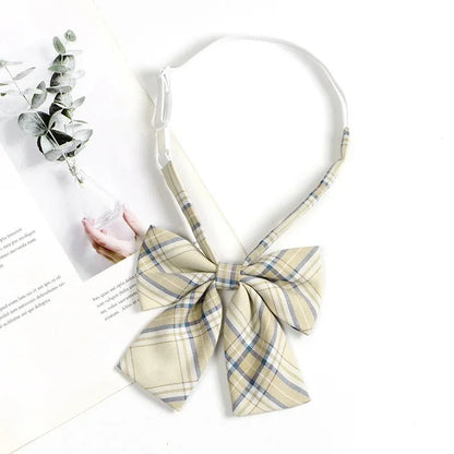 Vintage Brown Plaid Necktie Women's Lazy Person's Japanese Style Preppy Small Tie Bow Tie Handmade Men's Tie