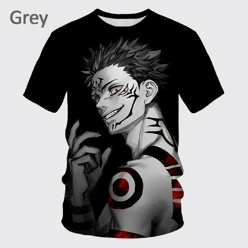 2024 Summer New  Anime Jujutsu Kaisen 3D Printing T-shirt Men's Personality Hip-hop Short-sleeved Unisex Casual Round Neck Tops
