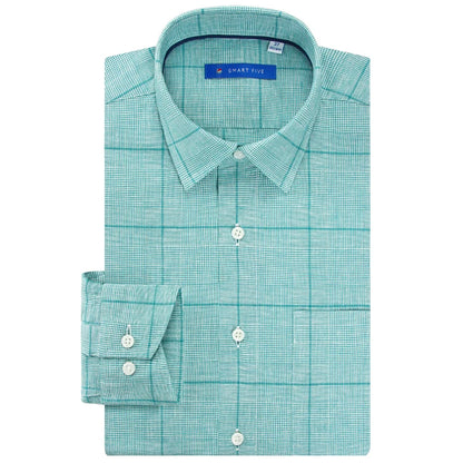 Smart Five Cotton-Linen Plaid Long-Sleeve Shirt – Designer Style and Cool Comfort for the Distinguished Man