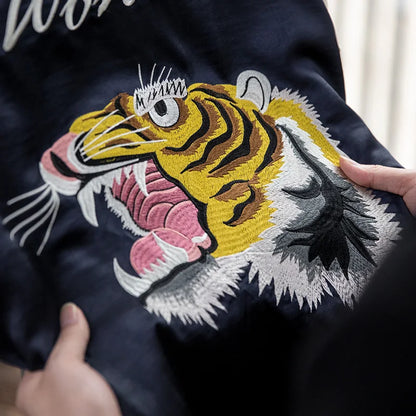 Maden Retro Reversible Yokosuka Jacket Tiger Embroidered Iron-Free Drape Jacket Men's Spring and Fall Trendy Patchwork Outwear