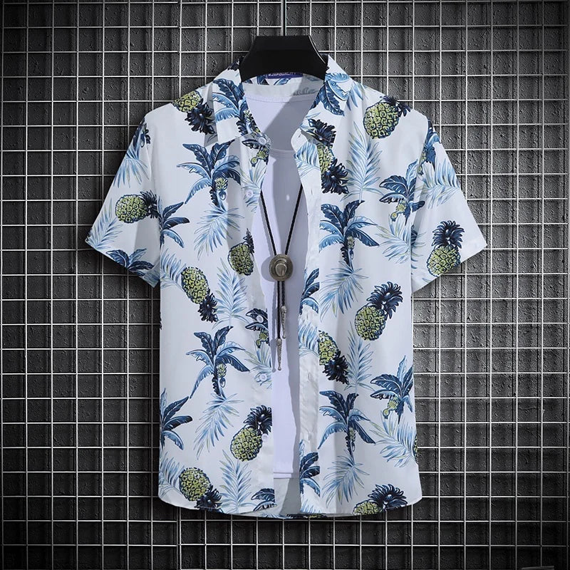 Men's Summer Short Sleeve Printed Shirt Thin Beach Shirt Men's Clothing Turtle Neck Polo Shirt for Men Casual Top - Ellianto fashion Men's
