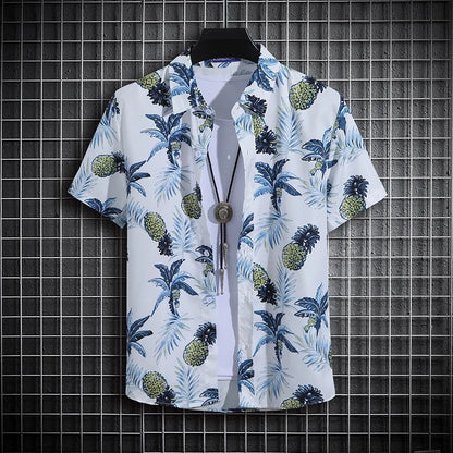 Men's Summer Short Sleeve Printed Shirt Thin Beach Shirt Men's Clothing Turtle Neck Polo Shirt for Men Casual Top - Ellianto fashion Men's