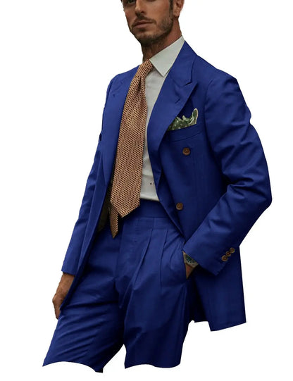 New Solid Color Linen Men's Suit 2 Pieces Fashion Business Casual Summer Elegant Prom Wedding Groom Tuxedos High Quality Suits - Ellianto fashion Men's
