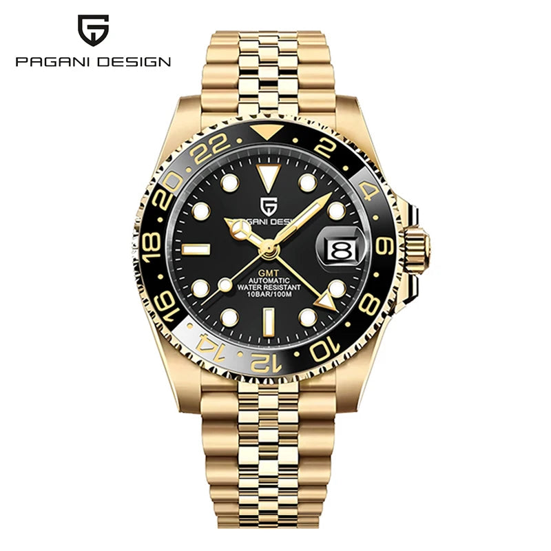 PAGANI DESIGN Automatic mechanical watch rubberstrap 100Mwaterproof night light sports outdoor casual Watch For Man reloj hombre - Ellianto fashion Men's