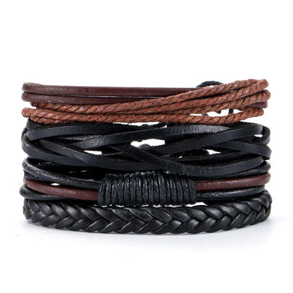 06 2025 Leather Braided Bracelet For Men - Ellianto fashion Men's