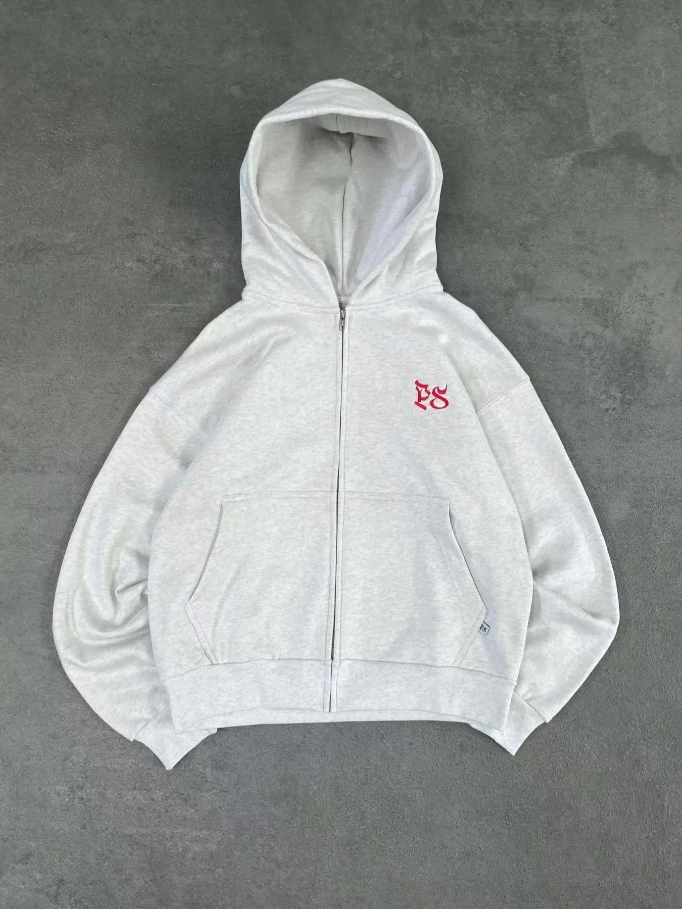 American retro casual letter oversized hoodie men's Y2k clothing loose Harajuku zipper long sleeved sweatshirt for couples