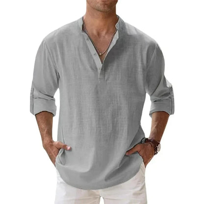 Lightweight Streetwear Henley – Breathable Cotton-Linen Comfort and Effortless Style for the Modern Man