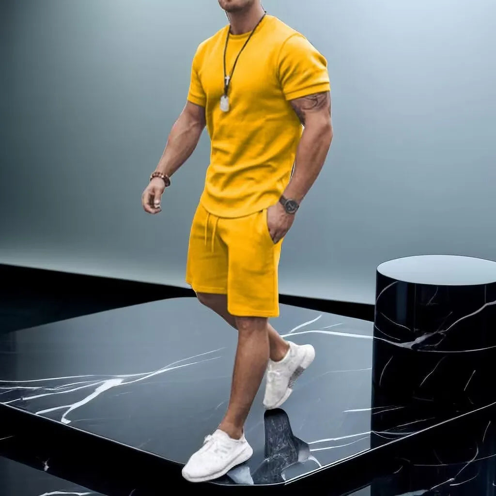 Men's Casual Sports Suit Quick Drying Short Sleeved T-shirt Loose Shorts Street Trend Two-piece Set Multi-color - Ellianto fashion Men's
