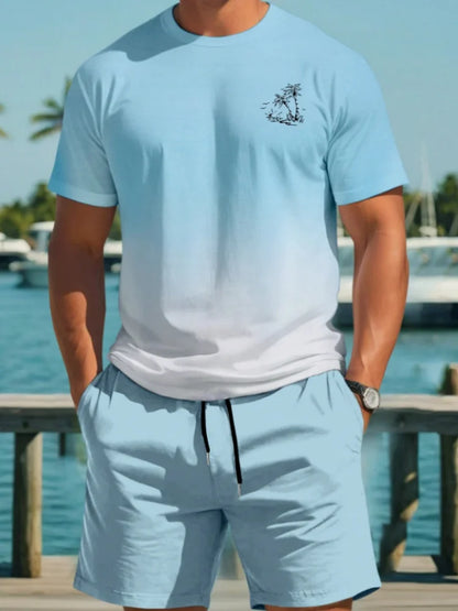Set Men's Short Sleeve Shorts Set Hawaiian Fashion Suit Summer Casual Outdoor Beach 2pcs Men Clothing Male - Ellianto fashion Men's