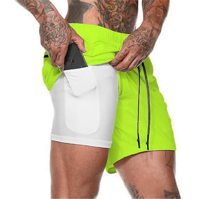 Men Sport Shorts Sportswear Double-deck Running Shorts 2 In 1 Beach Bottoms Summer Gym Fitness Training Jogging Short Pants Men - Ellianto fashion Men's